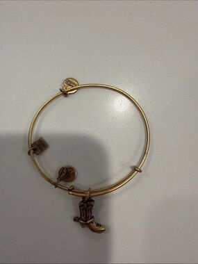 Alex and Ani Gold Cowboy Boot Charm Bangle Bracelet